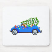 Reindeer driving a beetle with christmas treeb mousepad (Vorne)