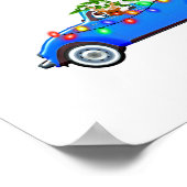 Reindeer driving a beetle with christmas treeb poster (Ecke)