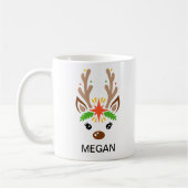 Reindeer Face Custom Name Holiday Kaffeetasse (Links)