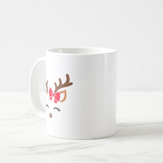 Reindeer Face Gles Christmas Costume Xmas Pajama G Kaffeetasse (Vorderseite Links)