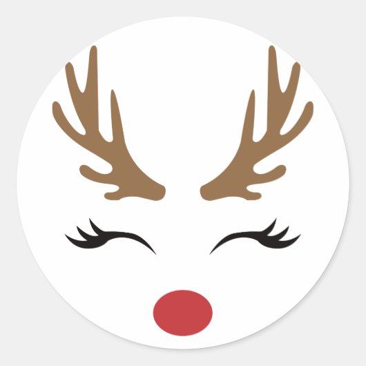 Reindeer Face Runder Aufkleber (Vorderseite)