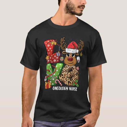 Reindeer Family Christmass LOVE Oncology Nurse Xma T-Shirt (Vorderseite)