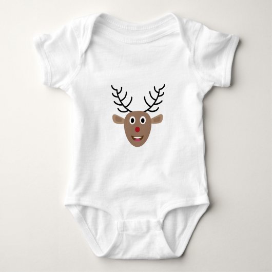 Reindeer Festive Christmas Niedlich Baby Strampler (Vorderseite)