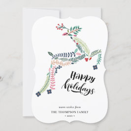Reindeer Floral | Poinsettia Pine Bough Happy Feiertagskarte