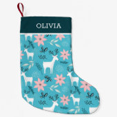 Reindeer Floral Poinsettia Whimsical Personalisier Kleiner Weihnachtsstrumpf (Vorderseite)