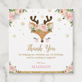 Reindeer Floral Snowflakes Geburtstag Vielen Dank Geschenkanhänger