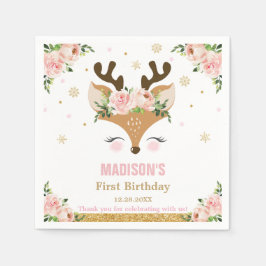 Reindeer Floral Snowflakes Weihnachten Geburtstag Serviette