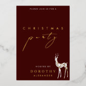 Reindeer Foil Christmas Party Einladung (Vorderseite)