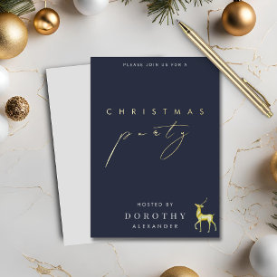 Reindeer Foil Christmas Party Einladung