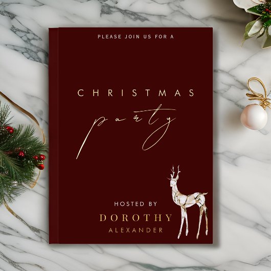 Reindeer Foil Christmas Party Einladung