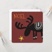 Reindeer found the star: Christmas card, flat Karte (Vorderseite/Rückseite Beispiel)