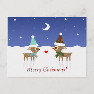 Reindeer Friends Christmas Postcard Feiertagspostkarte