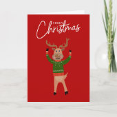 Reindeer Frohe Weihnachts-Fun-Karte Karte (Vorderseite)