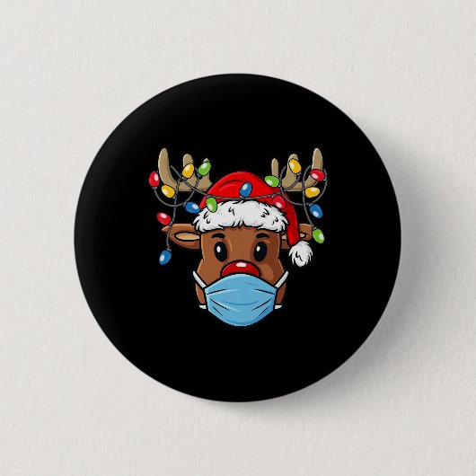 Reindeer Frohe Weihnachts-Spaß Xmas Button (Vorderseite)