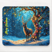Reindeer Frohe Weihnachtsbeleuchtung Mousepad (Vorne)