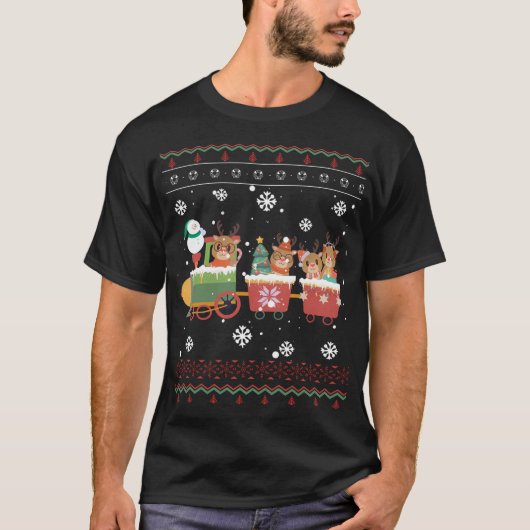 Reindeer Funny Christmas Ugly T-Shirt (Vorderseite)