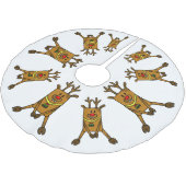 Reindeer Funny Zeichnend auf Weiß Polyester Weihnachtsbaumdecke (Schrägansicht)