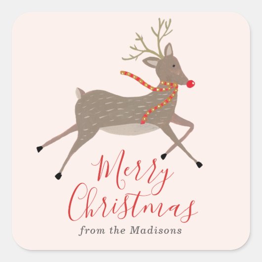 Reindeer Games Weihnachtssticker Quadratischer Aufkleber (Vorderseite)