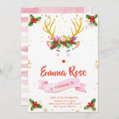 Reindeer Girl Christmas Geburtstag Einladung (Vorne/Hinten)