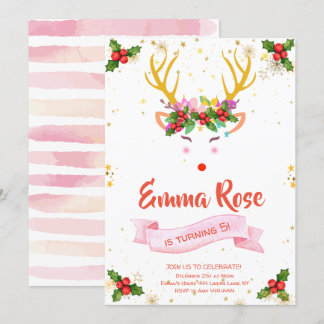 Reindeer Girl Christmas Geburtstag Einladung