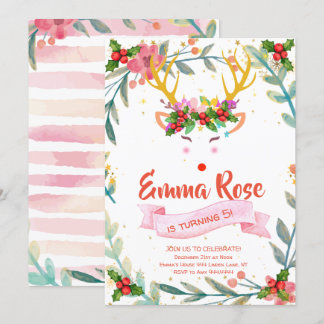 Reindeer Girl Christmas Geburtstag Einladung