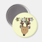Reindeer glaubt Weihnachtsfeiern Magnet (Vorderseite/Rückseite)
