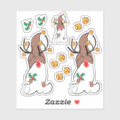 Reindeer Gnome Weihnachtsfeiertag Aufkleber (Blatt)