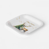 Reindeer Gold Baubles Frohen Weihnachten Pappteller (Gewinkelt)