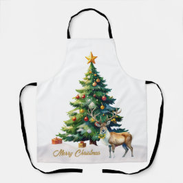 Reindeer Gold Baubles Frohen Weihnachten Schürze