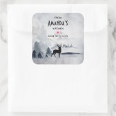 Reindeer Gray Watercolor Weihnachtsküche Quadratischer Aufkleber (Tasche)