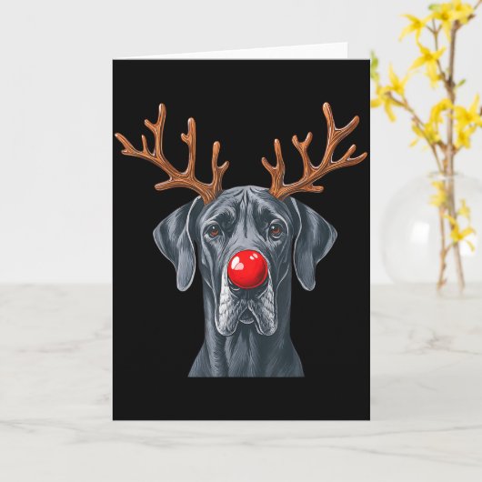 Reindeer Great Dane Christmas Great Dane Dog Mom D Karte (Gelbe Blume)