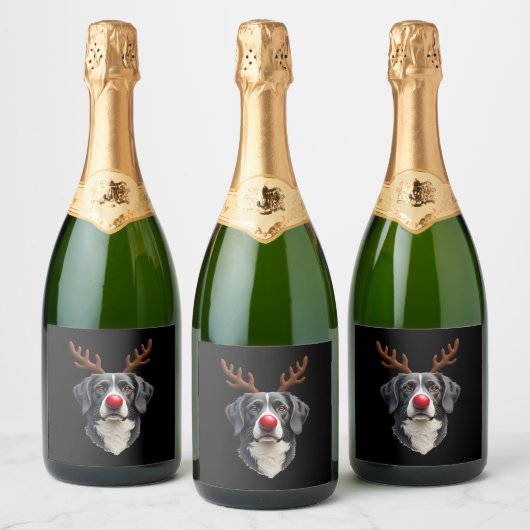 Reindeer Great Dane Christmas Great Dane Dog Mom D Schaumweinetikett (Flaschen)