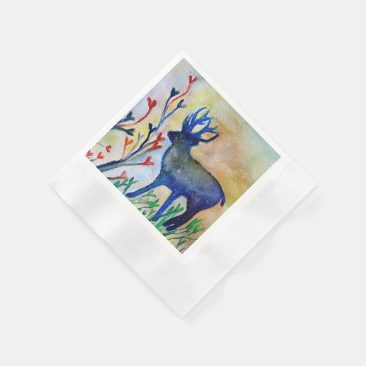 Reindeer Heart White Cocktail Papier Napkins Serviette (Ecke)