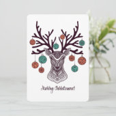 Reindeer Holiday Card Feiertagskarte (Stehend Vorderseite)