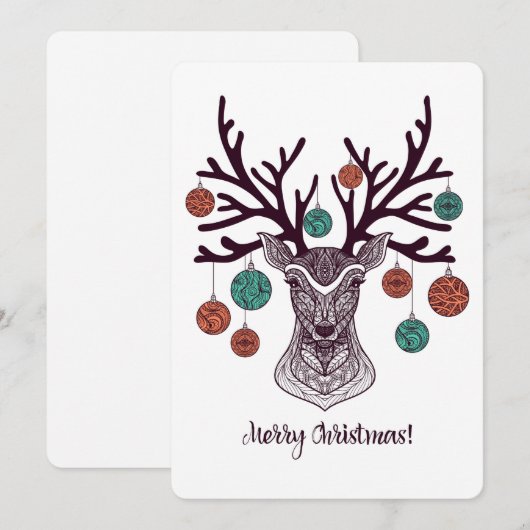 Reindeer Holiday Card Feiertagskarte (Vorne/Hinten)