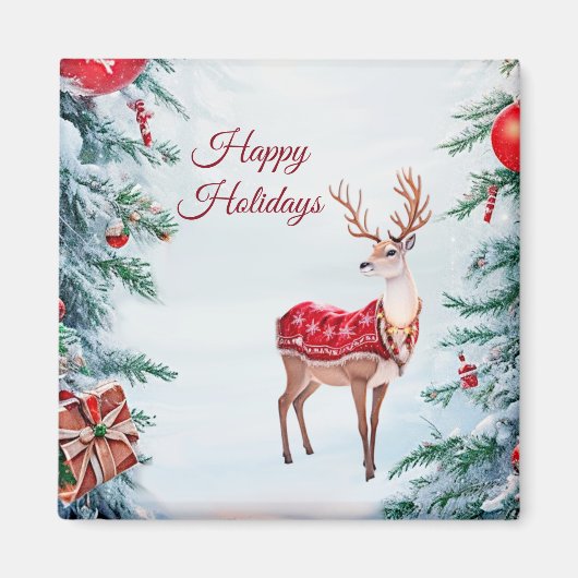 Reindeer Holiday Christmas Magnet (Vorne)