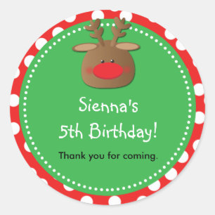 Reindeer Holiday Christmas Polka Dot Favor Sticker