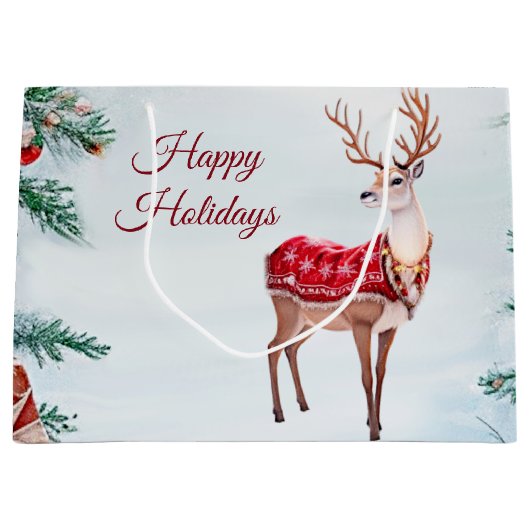 Reindeer Holiday Geschenktasche Große Geschenktüte (Vorderseite)