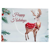 Reindeer Holiday Geschenktasche Große Geschenktüte (Rückseite)