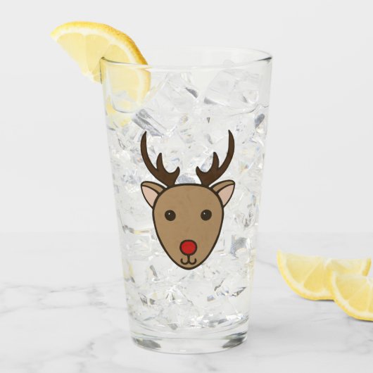 Reindeer Holiday Glass Tumbler (Vorderseite Ice)