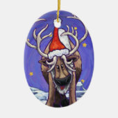 Reindeer Holiday Keramik Ornament (Vorne)