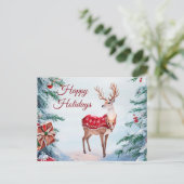 Reindeer Holiday Postkarte (Stehend Vorderseite)