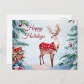 Reindeer Holiday Postkarte (Vorne/Hinten)