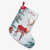 Reindeer Holiday Strumpf Großer Weihnachtsstrumpf (Vorderansicht (hängend))