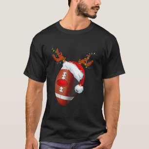 Reindeer Horn Light Santa Claus Football Funny Chr T-Shirt
