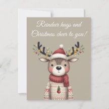 Reindeer Hugs and Christmas Cheer Greeting Card
