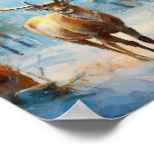Reindeer in a Winter Forest Modern Art Poster (Ecke)