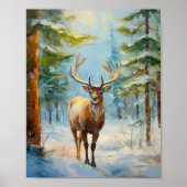 Reindeer in a Winter Forest Modern Art Poster (Vorne)