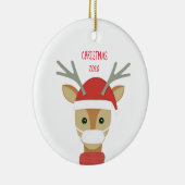Reindeer in der Gesichtsmaske Weihnachten 2020 Keramik Ornament (Rechts)