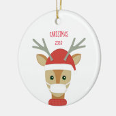 Reindeer in der Gesichtsmaske Weihnachten 2020 Keramik Ornament (Links)